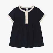 Navy SS Dress w Trim