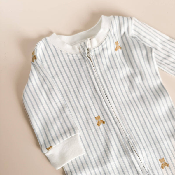 Organic Cotton Layette Bear Bee Baby Shower Welcome Gift : Blue