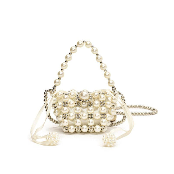 Sweet Pearl Princess Mini Handbag Trendy Casual Children's Shoulder Bag: White