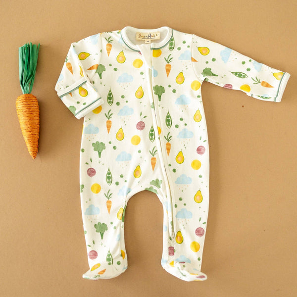 Eat your Veggies! Zip Footie: 3 Months