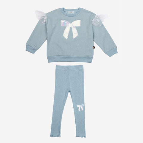 Sky Blue Glitter Bow Set