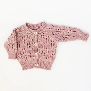 Leaf Lace Cardigan Sweater Rosy