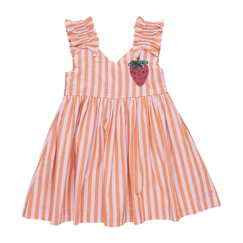 Via Dress Orange Pink Stripe