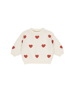 HEART KNIT SWEATER   NATURAL