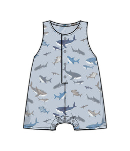 Sharks Sleevless Shortie Romper