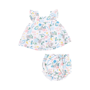 Narwhal Floral Pinafore & High Waisted Diaper Cover