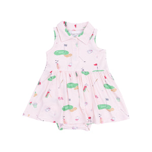 Golf Things Pink Polo Collar Bodysuit Dress