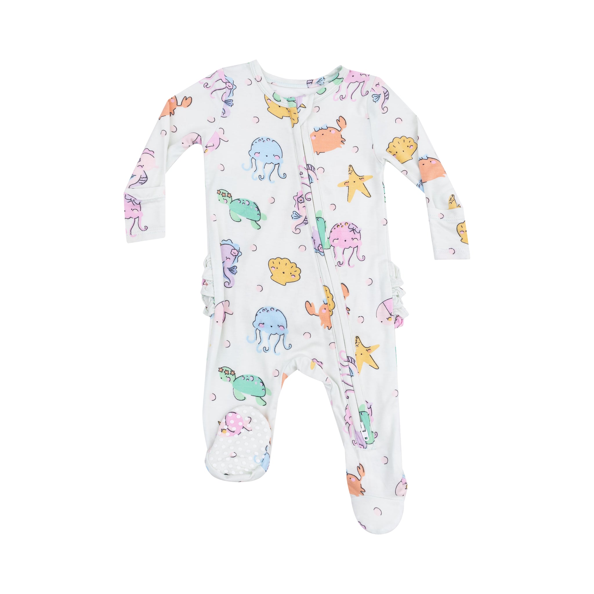 Cutie Sea Creatures Ruffle Back Footie