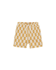 TERRY BOYS SHORT - MARIGOLD CHECK