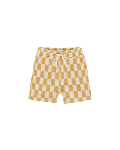 TERRY BOYS SHORT - MARIGOLD CHECK