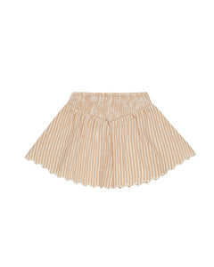 SMOCKED V MINI SKIRT - GRAPEFRUIT STRIPE