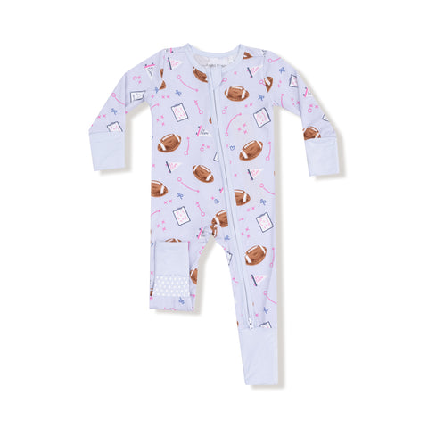 Touchdown Time  Lavender Zipper Romper
