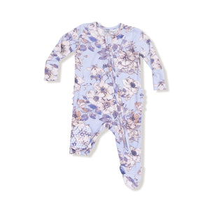 Woodrose Peri Ruffle Back Footie
