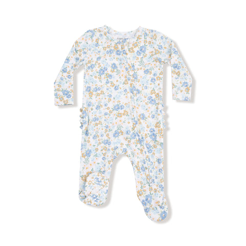 Sweet Rose Calico Ruffle Back Footie
