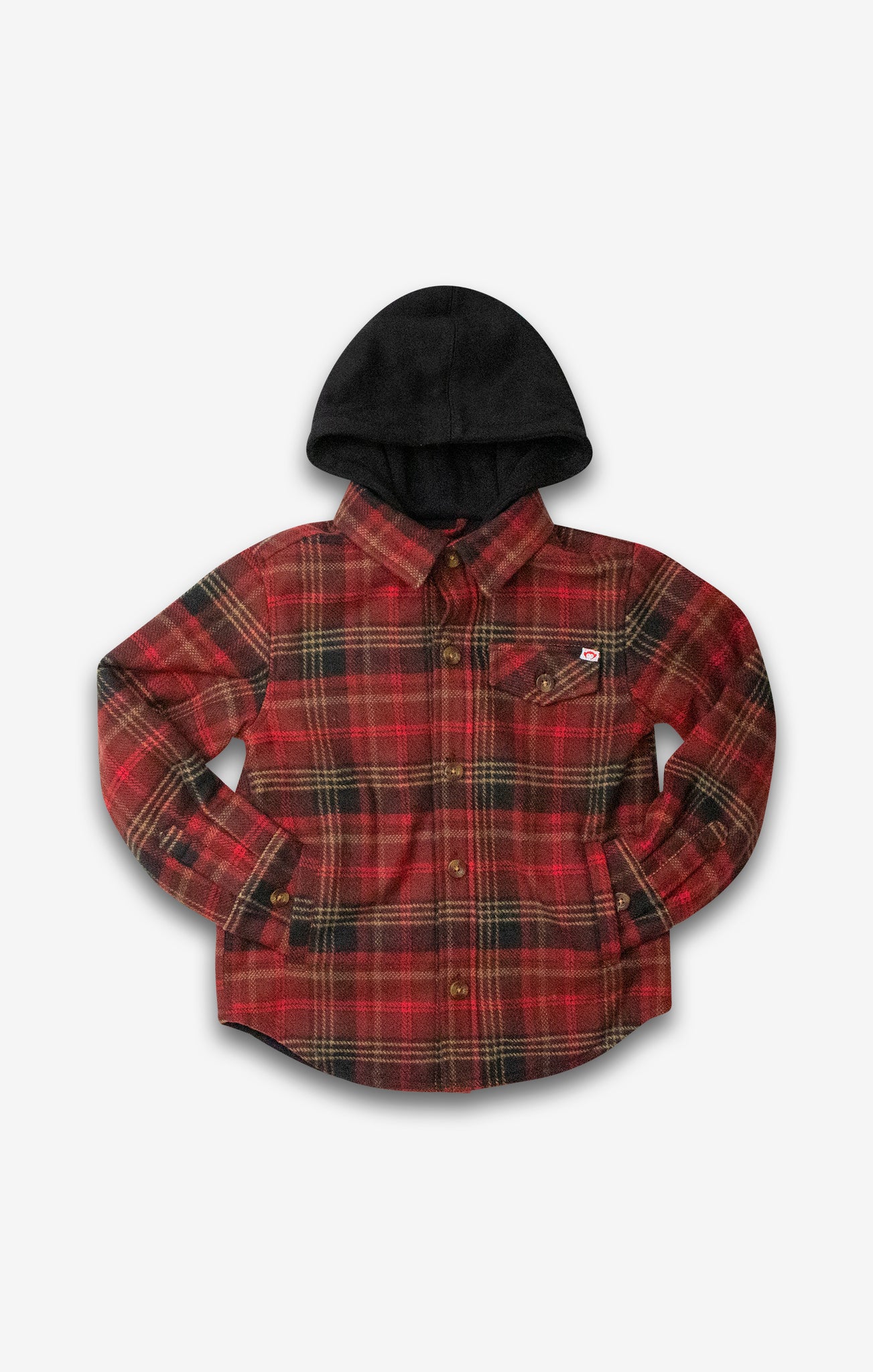 Glen Hooded Shirt Red Black Plaid