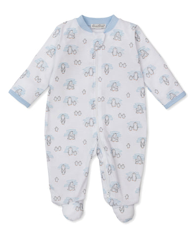 Snow Happy Penguins Footie W/ Zip Prt Light Blue Kbq12464N