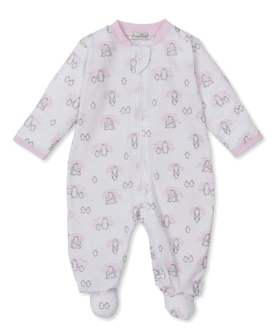 Snow Happy Penguins Footie W/ Zip Prt Pink Kgq12474N