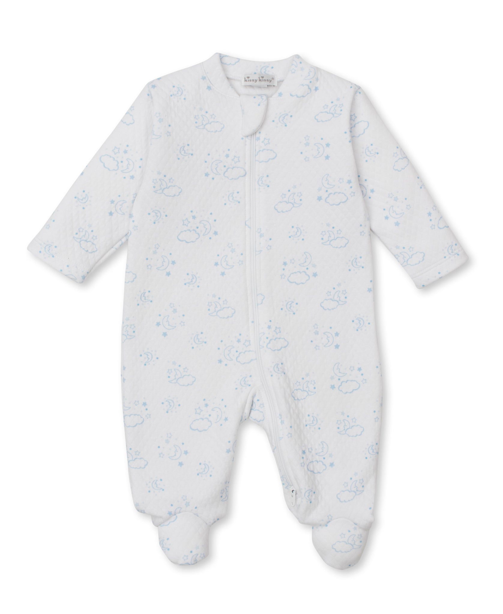 Cheerful Good Night Footie W/ Zip Prt Light Blue