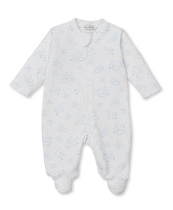 Cheerful Good Night Footie W/ Zip Prt Light Blue