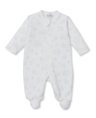 Cheerful Good Night Footie W/ Zip Prt Light Blue