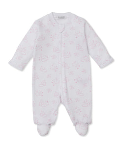 Cheerful Good Night Footie W/ Zip Prt Pink
