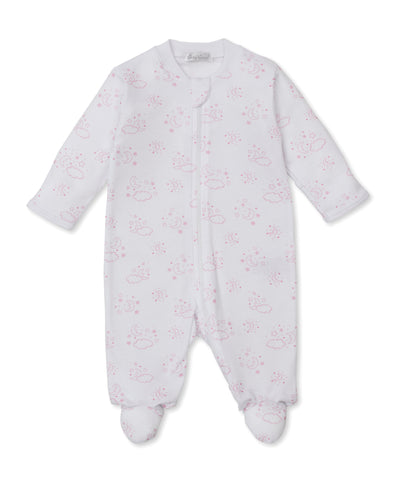 Cheerful Good Night Footie W/ Zip Prt Pink