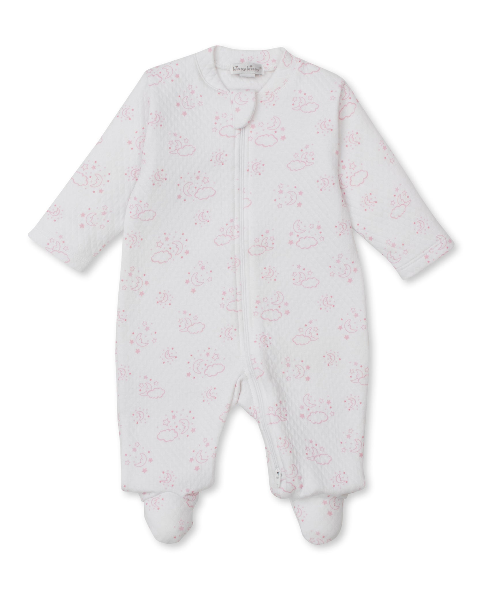 Cheerful Good Night Jacquard Prt Footie W/ Zip Pink