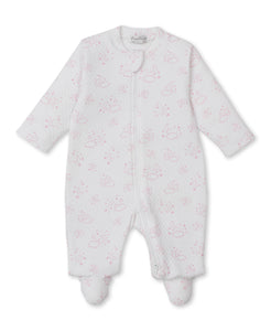 Cheerful Good Night Jacquard Prt Footie W/ Zip Pink