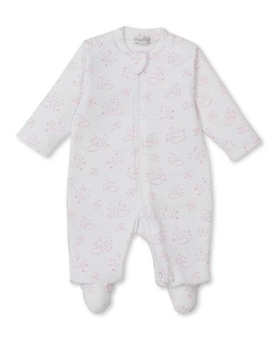 Cheerful Good Night Jacquard Prt Footie W/ Zip Pink