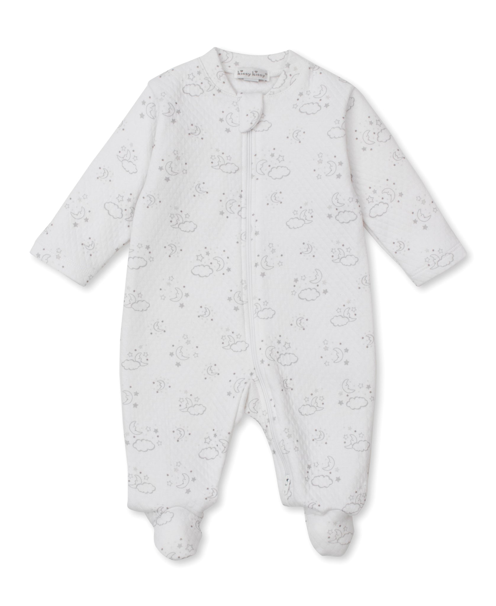 Cheerful Good Night Jacquard Prt Footie W/ Zip Silver