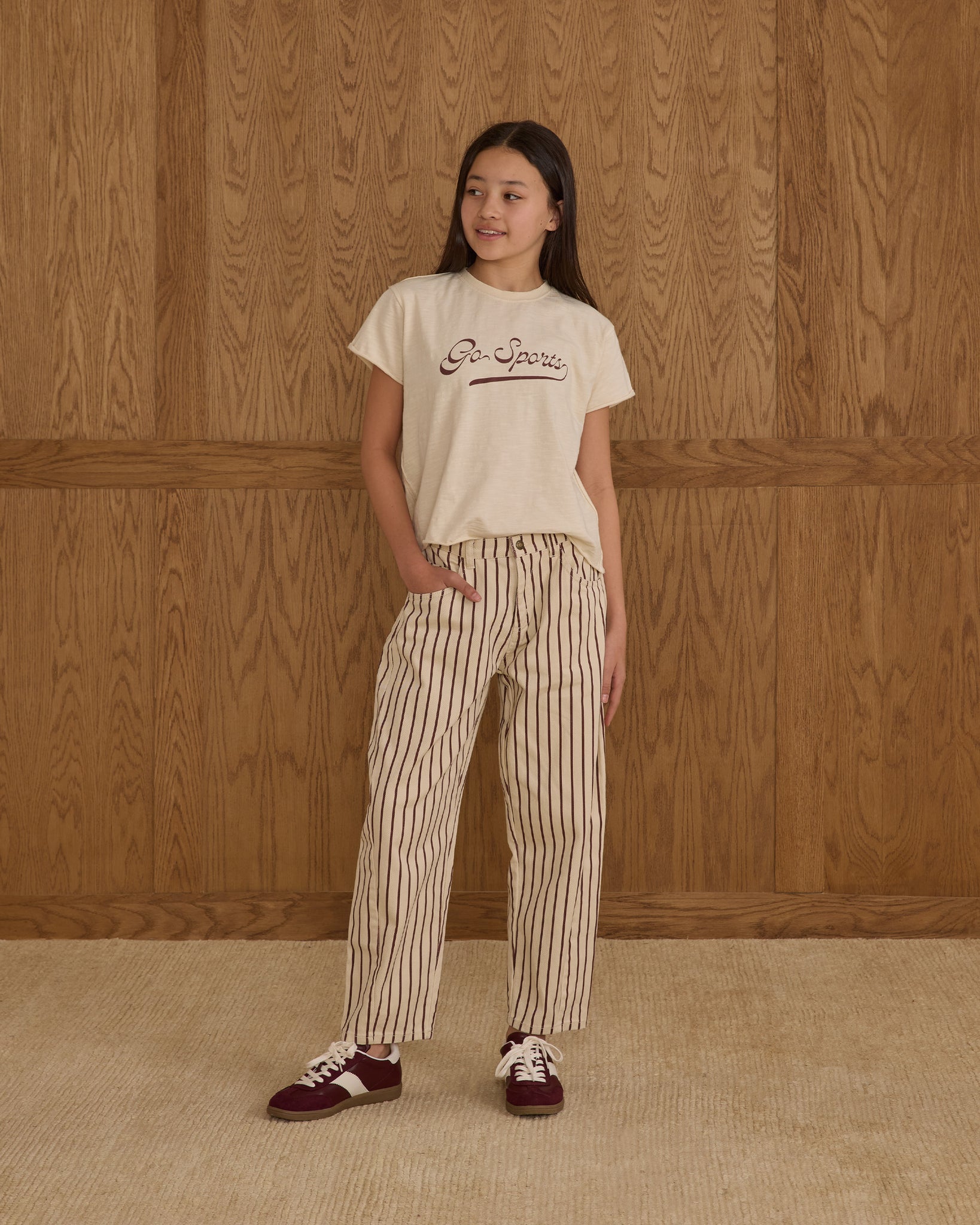 Barrel Pant   Burgundy Pinstripe   Teen