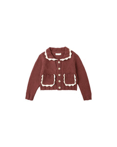 Collared Cardigan   Burgundy