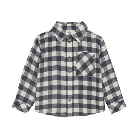 SHIRT LS CHECK EBONY