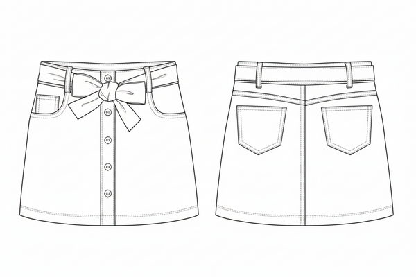Suede Button - Down Bow Skirt-Tenly-Fritz and Gigi