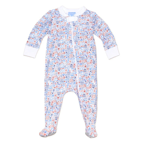 Love Zip Violets Blue Onsie/Footie