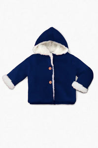Baby Navy Hooded Sherpa-lined Jacket