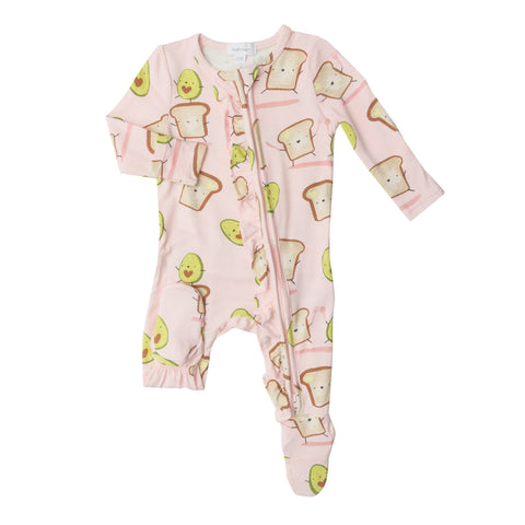 Avocado Toast Pink Zipper Footie