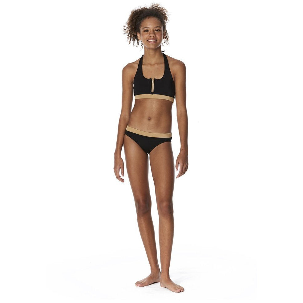 Submarine 2 Piece Mini-Zip Gold Swim Suit