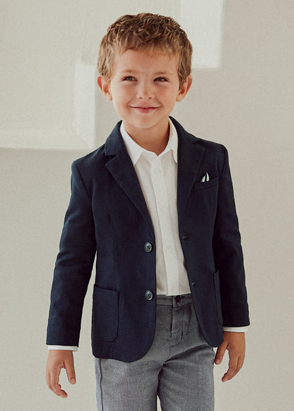Navy Tailored Linen Jacket