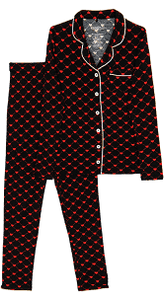 Maia Red Hearts Black PJ